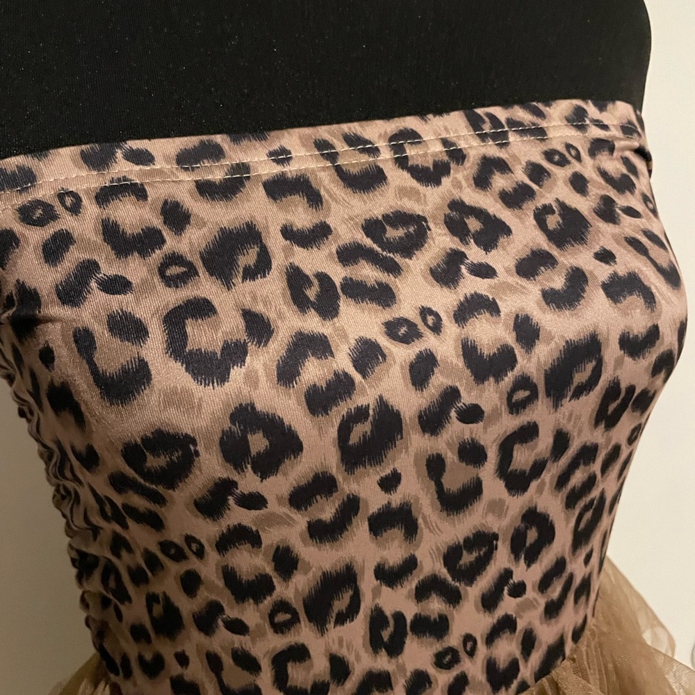 SHEIN Brown Asymmetrical Tulle leopard print dress - Picture 3 of 13